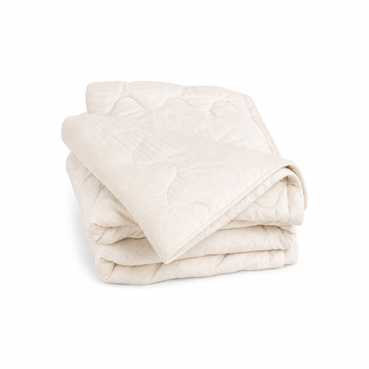 Certified organic quilted wool comforter, folded