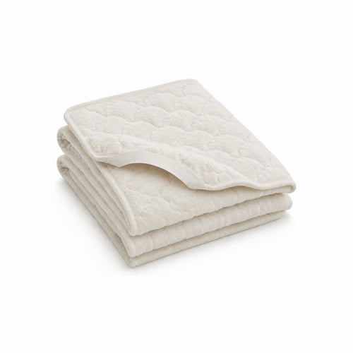 Certified organic cotton flannel mattress protector, folded